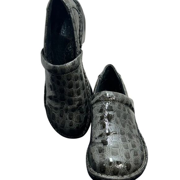 BOC Born Concept Peggy Gray Crocodile Embossed Slip On Comfort Clog Loafer 7.5 - Picture 3 of 9